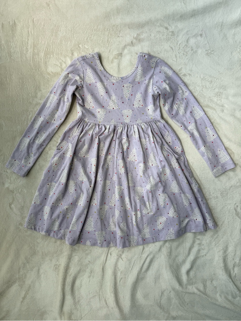 Hanna Andersson Lavender Long-Sleeve Holiday Tree Dress